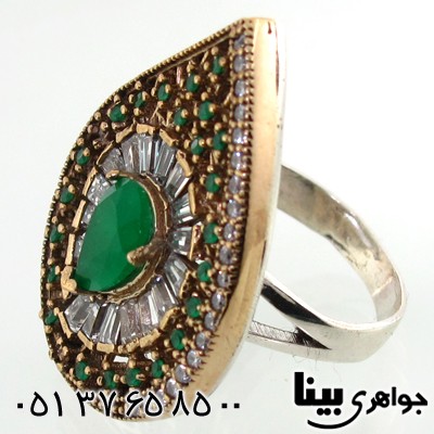 انگشتر ابسیدین سبز زنانه درشت طرح خاتون
