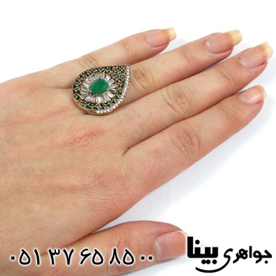 انگشتر ابسیدین سبز زنانه درشت طرح خاتون