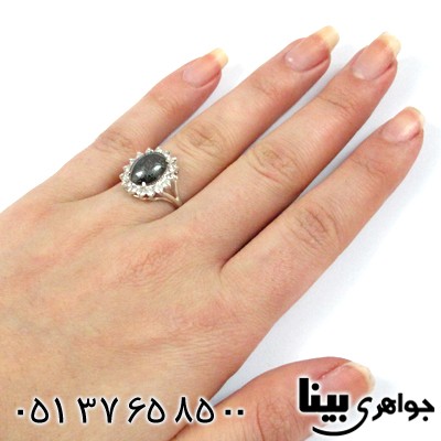انگشتر حدید صینی زنانه درشت با دعای هفت جلاله طرح گل