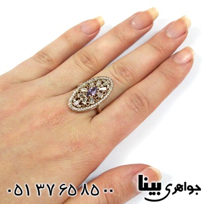 انگشتر ابسیدین بنفش زنانه درشت طرح خاتون