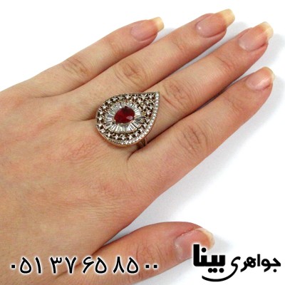انگشتر ابسیدین قرمز زنانه درشت طرح خاتون