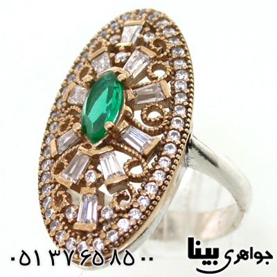 انگشتر ابسیدین سبز زنانه بیضی درشت طرح خاتون