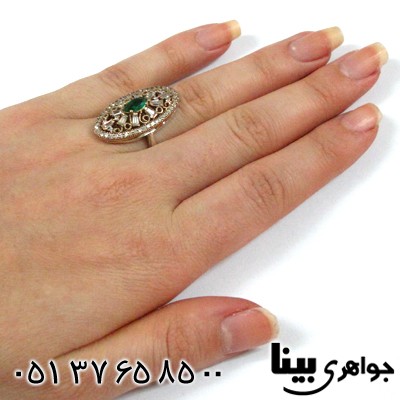 انگشتر ابسیدین سبز زنانه بیضی درشت طرح خاتون