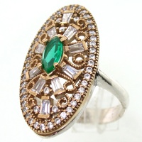 انگشتر ابسیدین سبز زنانه بیضی درشت طرح خاتون