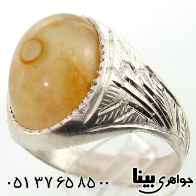 انگشتر عقیق باباقوری مردانه درشت شفاف