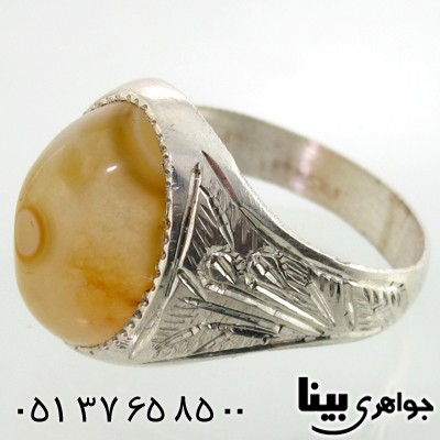 انگشتر عقیق باباقوری مردانه درشت شفاف