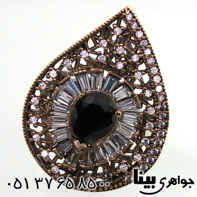 انگشتر ابسیدین مشکی زنانه درشت طرح خاتون