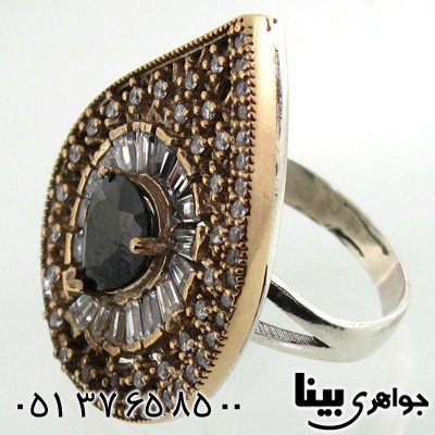انگشتر ابسیدین مشکی زنانه درشت طرح خاتون