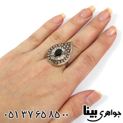 انگشتر ابسیدین مشکی زنانه درشت طرح خاتون
