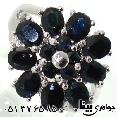 انگشتر یاقوت کبود زنانه طرح گل درشت