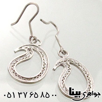گوشواره نقره زنانه ملیله طرح بته جقه
