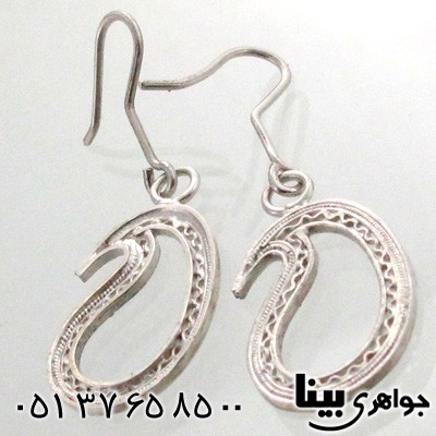 گوشواره نقره زنانه ملیله طرح بته جقه