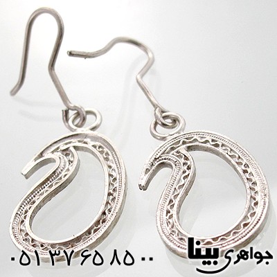 گوشواره نقره زنانه ملیله طرح بته جقه