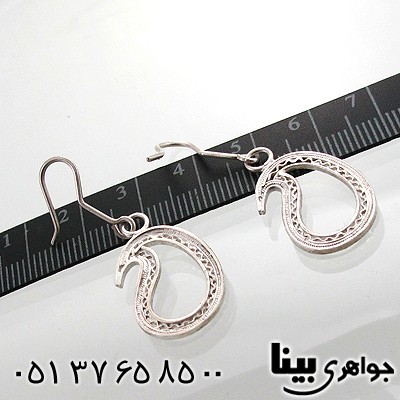 گوشواره نقره زنانه ملیله طرح بته جقه