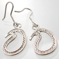 گوشواره نقره زنانه ملیله طرح بته جقه