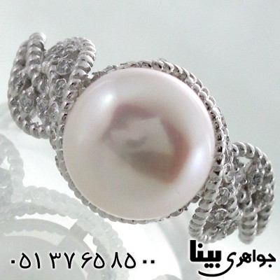انگشتر مروارید زنانه طرح پیچ