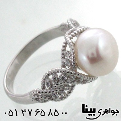 انگشتر مروارید زنانه طرح پیچ