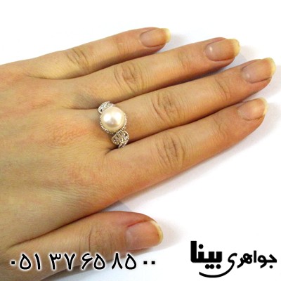 انگشتر مروارید زنانه طرح پیچ