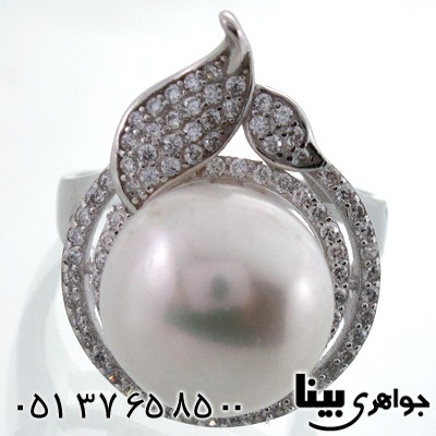 انگشتر مروارید زنانه طرح دو برگ