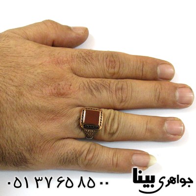 انگشتر عقیق قرمز مربعی مردانه