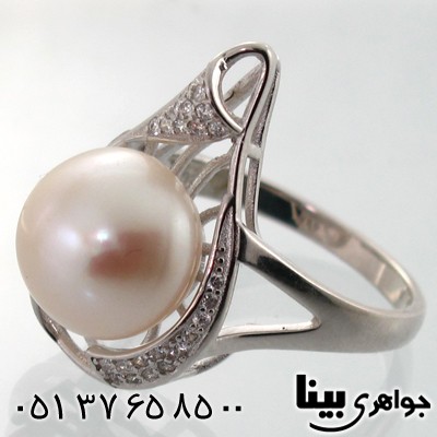 انگشتر مروارید زنانه طرح قطره درشت