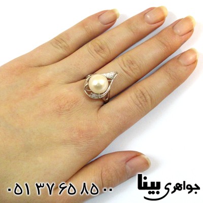 انگشتر مروارید زنانه طرح قطره درشت