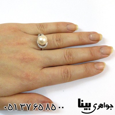 انگشتر مروارید زنانه طرح اشک