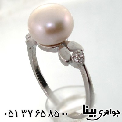 انگشتر مروارید زنانه طرح لاله