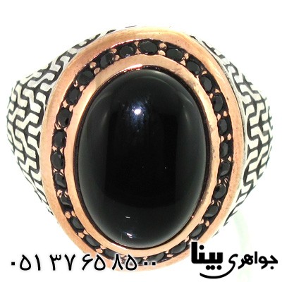 انگشتر عقیق سیاه (اونیکس) مردانه طرح سنتی درشت