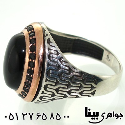 انگشتر عقیق سیاه (اونیکس) مردانه طرح سنتی درشت