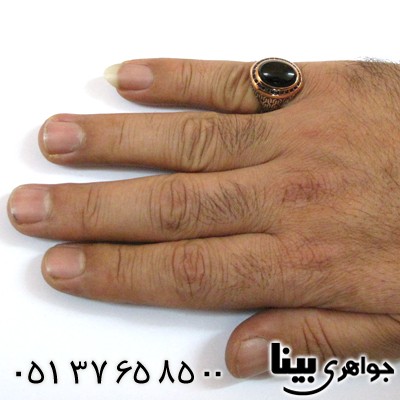 انگشتر عقیق سیاه (اونیکس) مردانه طرح سنتی درشت