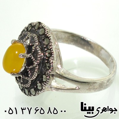 انگشتر عقیق شرف الشمس زنانه طرح شبنم