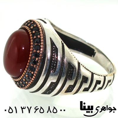 انگشتر عقیق قرمز مردانه طرح کلاسیک درشت