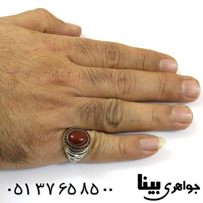 انگشتر عقیق قرمز مردانه طرح کلاسیک درشت