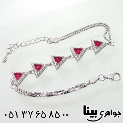 دستبند نقره زنانه طرح یاقوت سرخ