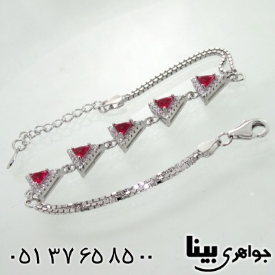 دستبند نقره زنانه طرح یاقوت سرخ