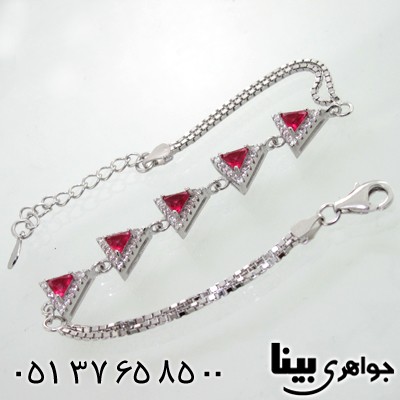 دستبند نقره زنانه طرح یاقوت سرخ