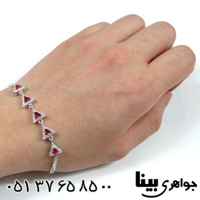 دستبند نقره زنانه طرح یاقوت سرخ