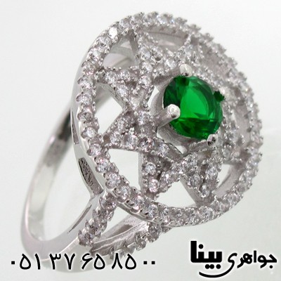 انگشتر نقره زنانه طرح زمرد