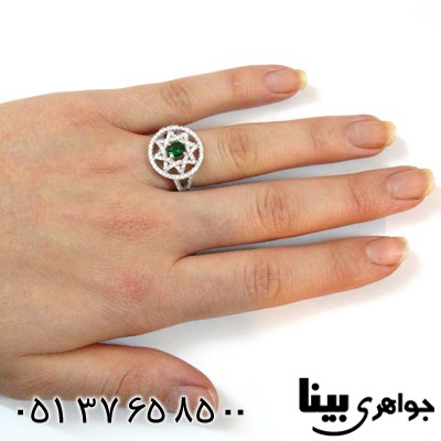 انگشتر نقره زنانه طرح زمرد