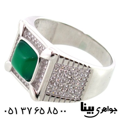 انگشتر عقیق سبز مردانه طرح کلاسیک