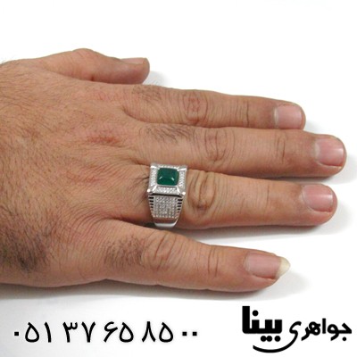 انگشتر عقیق سبز مردانه طرح کلاسیک