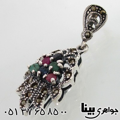 گردنبند چند جواهر زنانه طرح طاووس