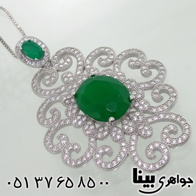 گردنبند نقره زنانه طرح زمرد مهسا درشت