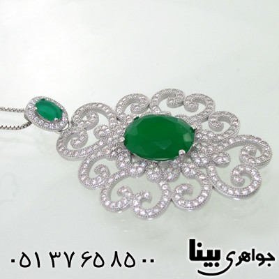 گردنبند نقره زنانه طرح زمرد مهسا درشت