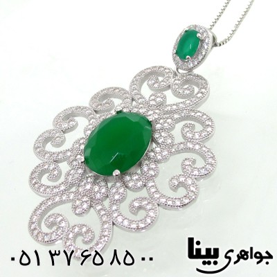 گردنبند نقره زنانه طرح زمرد مهسا درشت