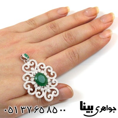 گردنبند نقره زنانه طرح زمرد مهسا درشت