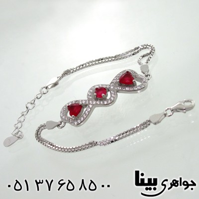 دستبند نقره طرح یاقوت زنانه مدل پاپیون