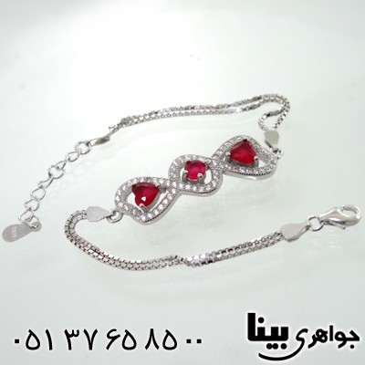 دستبند نقره طرح یاقوت زنانه مدل پاپیون