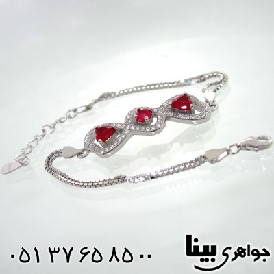 دستبند نقره طرح یاقوت زنانه مدل پاپیون